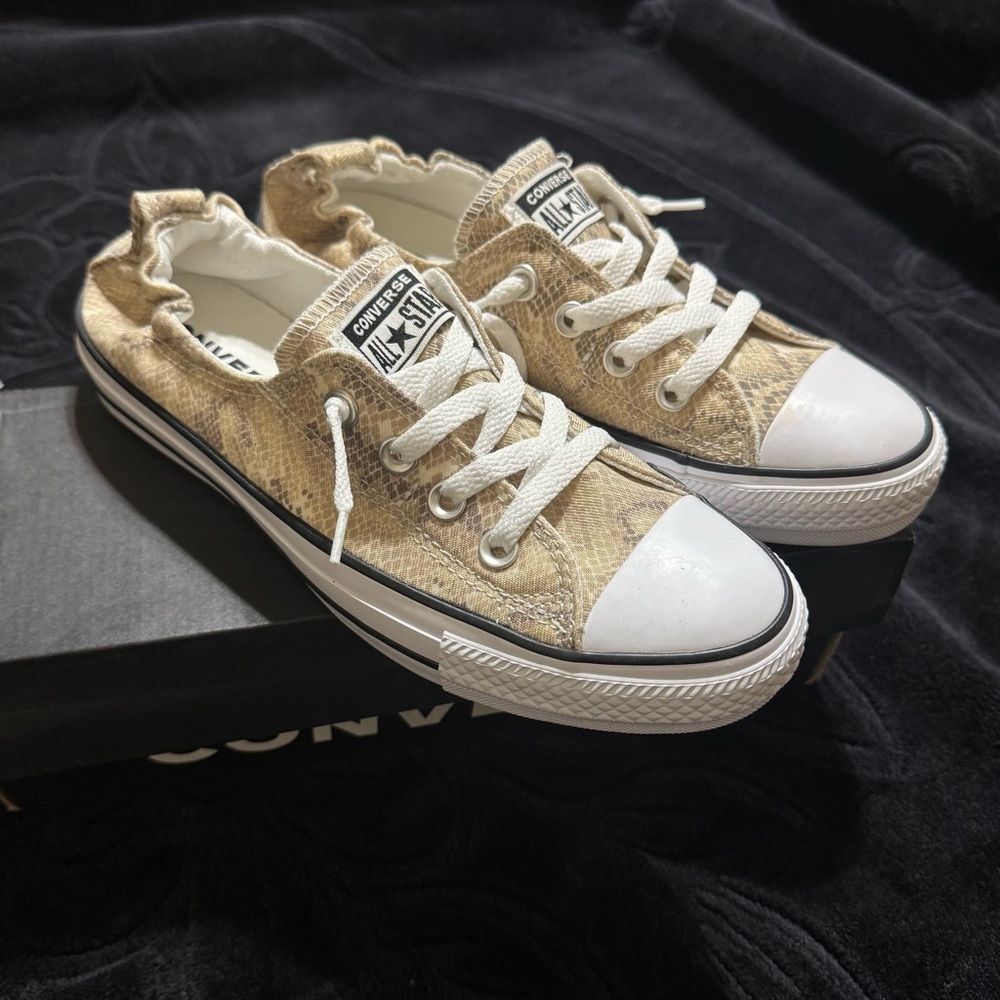Converse Shoreline Beige Snakeskin Print Sneakers